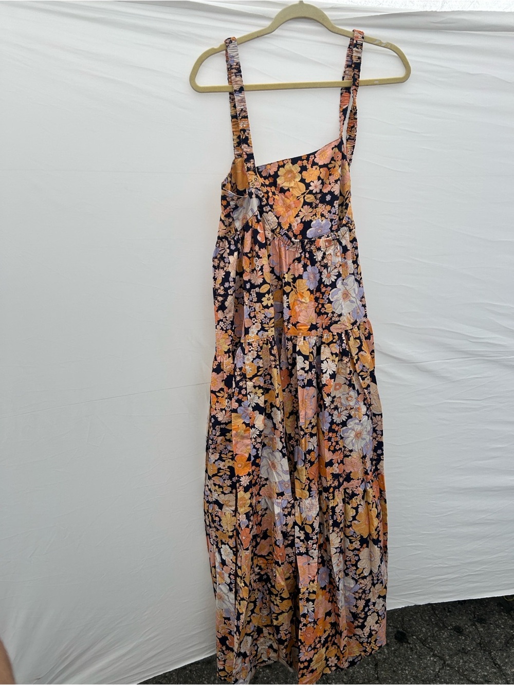 Free People Park Slope Maxi Dress Navy blue with Peach Lilac flowers - Picture 8 of 8